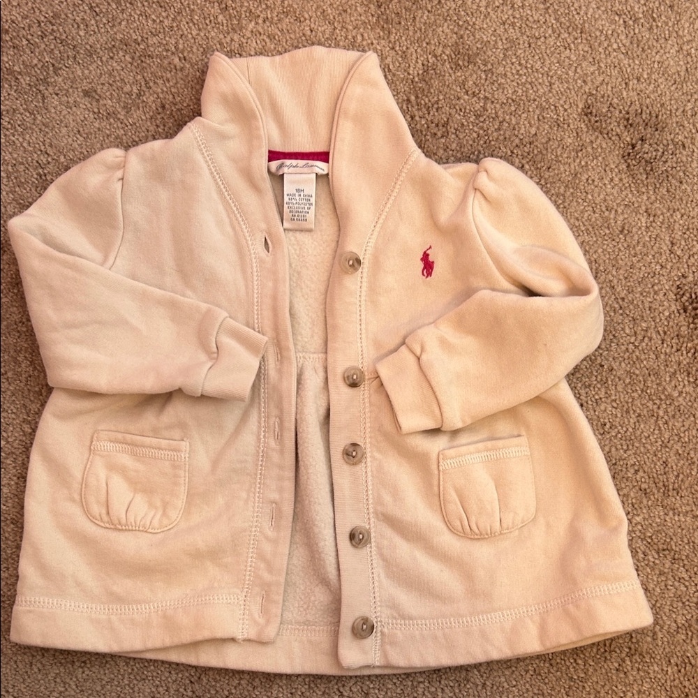 Ralph Lauren Beige Kids Blazer with Pink Logo